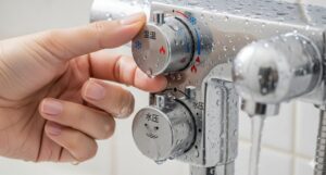 シャワーの温度と水圧を調整する